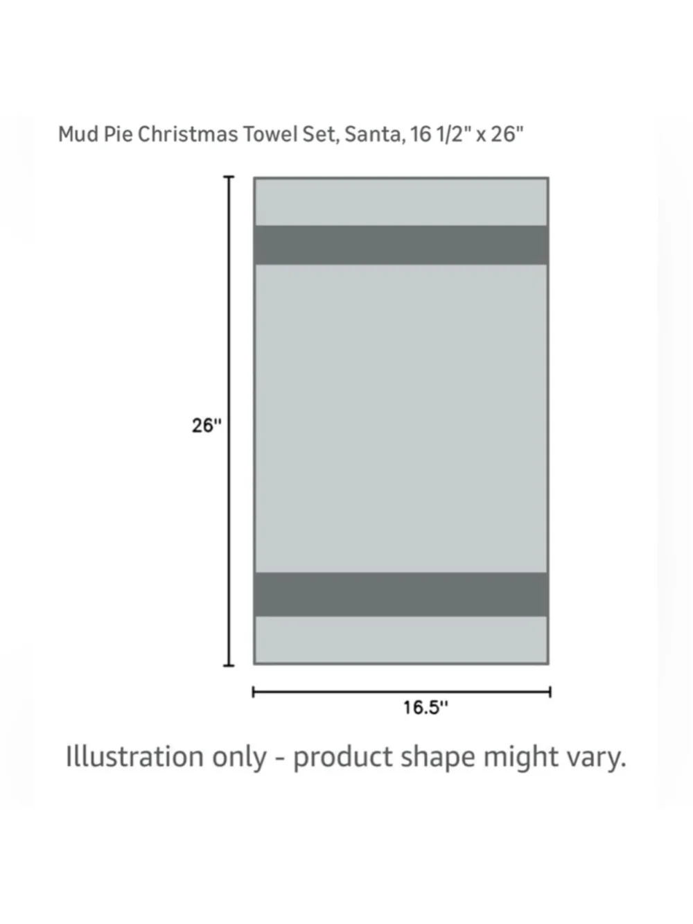 NEW Mud Pie Christmas Towel Set 100% Cotton Santa, 16 1/2